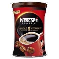 Кофе растворимый Nescafe Classic 100% с добавлением молотого, 230 г