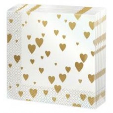 Салфетки бумажные Золотые сердечки 3-слойные 33x33 см, 20 шт