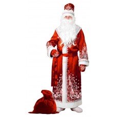 Костюм карнавальный «Батик» Дед Мороз сатин апликация красный