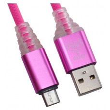 Купить USB кабель Liberty Project Micro USB Змея LED TPE розовый