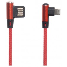 USB кабель "LP" для Apple Lightning 8 pin оплетка Т-порт 1 м. (красный)