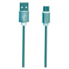 USB кабель "LP" Type-C Металлическая оплетка 1 м. (серебряный)