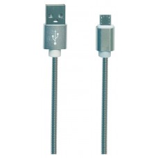 USB кабель "LP" Micro USB Металлическая оплетка 1 м. (серебряный)