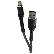 Дата-кабель mObility USB – microUSB, 3А, тканевая оплетка, черный