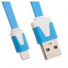 USB кабель "LP" для Apple Lightning 8-pin плоский узкий (синий)