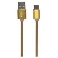 USB кабель "LP" Micro USB Металлическая оплетка 1 м. (золотой)