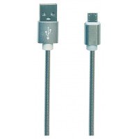 USB кабель "LP" Micro USB Металлическая оплетка 1 м. (серебряный)