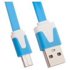 USB кабель "LP" Micro USB плоский узкий (синий)