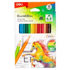 Карандаши цветные Deli EC113-18 Enovation трехгранные, 18 цветов