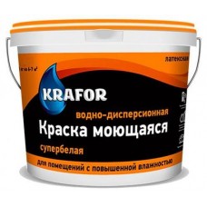Краска Krafor интерьерная моющаяся, 1,5 кг