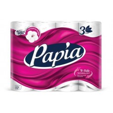 Туалетная бумага Papia 3 слоя, 12 рулонов