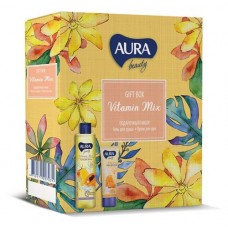 Подарочный набор Гель для душа Aura Beauty Vitamin Mix Манго и папайя, 250 мл + Крем для рук Aura Beauty Vitamin Mix Питательный, 75 мл