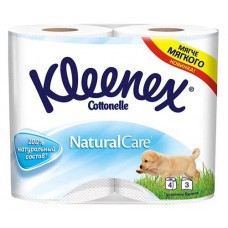Туалетная бумага Kleenex Natural Care 3-х слойная белая, 4 рулона