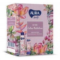 Подарочный набор Крем-гель для душа Aura Beauty Extra Nutrition Сливочная ваниль и пион, 250 мл + Крем для рук Aura Beauty Тонизирующий, 75 мл