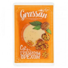 Сыр полутвердый Grassan с грецким орехом нарезка 50%, 150 г