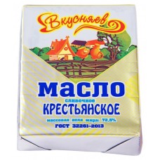 Масло сливочное «Вкусняев» Крестьянское 72,5%, 180 г