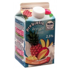 Йогурт «Любимое молоко» питьевой с пребиотиками ананас-манго 2,5%, 450 мл