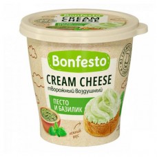 Сыр творожный Bonfesto Кремчиз воздушный сливочный с песто и базиликом 65%, 125 г