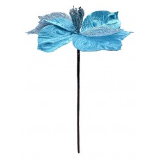 Декоративный искусственный цветок голубой, 21 см