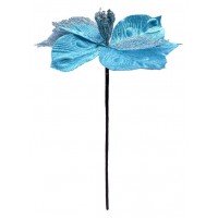 Декоративный искусственный цветок голубой, 21 см