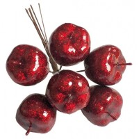 Букет «Азалия Декор» яблоки с глиттером на вставках красные D3xL12 см, 6 шт