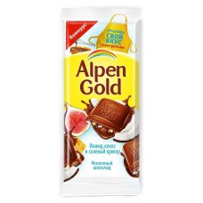 Купить Шоколад Alpen Gold молочный c инжиром кокосовой стружкой и соленым крекером, 90 г