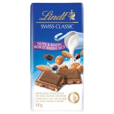 Шоколад молочный Lindt Swiss classic орех и изюм, 100 г