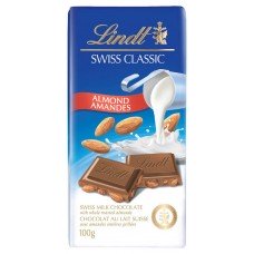 Шоколад молочный Lindt Swiss classic с цельным миндалем, 100 г