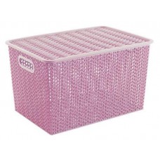 Коробка для хранения «ВиолетПласт» Вязь с крышкой розовая, 14 л
