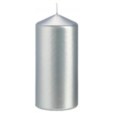 Свеча Bertek Metallic колонна серебро, 7х15 см