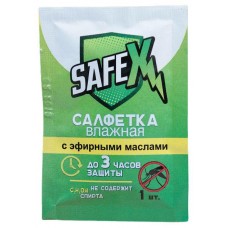 Влажная салфетка от комаров Safex на основе натуральных эфирных масел, 1 шт