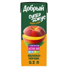Купить Сок «Добрый» яблоко-персик с 5 мес, 200 мл