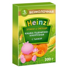 Каша безмолочная Heinz Злаки и овощи пшенично-кукурузная с тыквой с 5 мес., 200 г