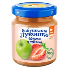 Купить Пюре «Бабушкино Лукошко» яблоко клубника с 6 мес, 100 г