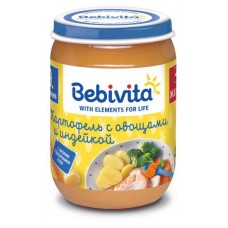 Пюре Bebivita Картофель с овощами и индейкой с 9 мес., 190 г