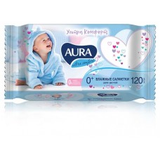 Влажные салфетки детские Aura Ultra Comfort, 120 шт