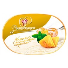 Мороженое пломбир «Ростовчанка» ванильный с ананасовым наполнителем в лотке, 450 г