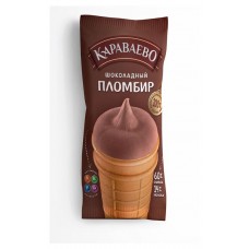 Мороженое пломбир «Караваево» шоколадный в вафельном стаканчике 15%, 70 г