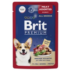 Влажный корм для собак Brit мясное ассорти в соусе, 85 г