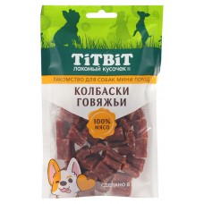 Лакомство для собак TITBIT колбаски говядина, 100 г