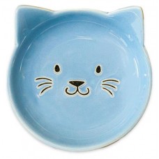 Миска для кошек «КерамикАрт» блюдце керамическое Мордочка кошки голубое, 80 мл
